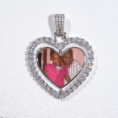 3D Spinning 2-Faced Heart Custom Picture Pendant