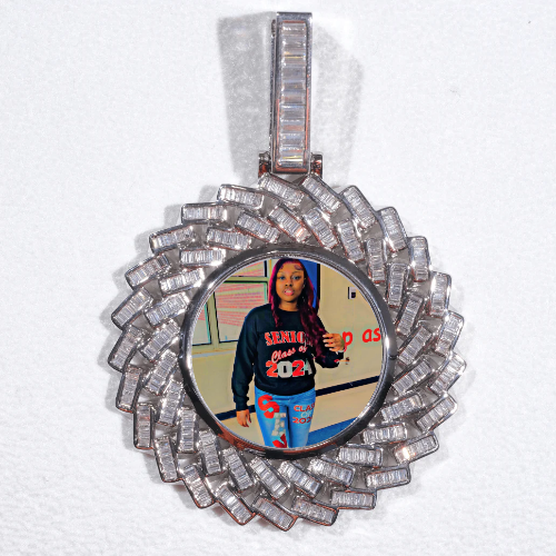 Large 3D Baguette Custom Picture Pendant