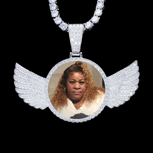 925S & VVS Moissanite 3D Wing Custom Picture Pendant