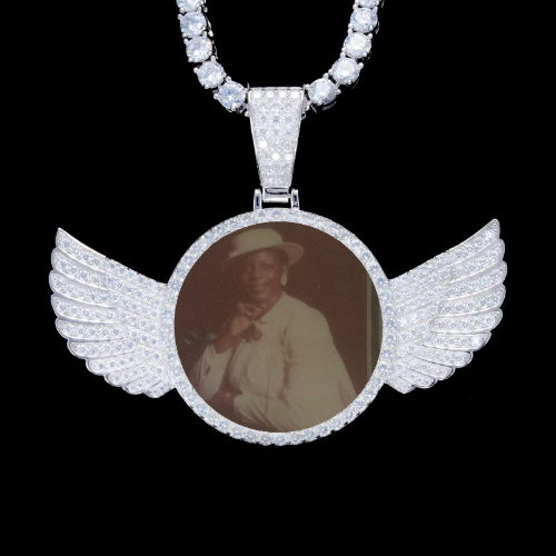 925S & VVS Moissanite 3D Wing Custom Picture Pendant