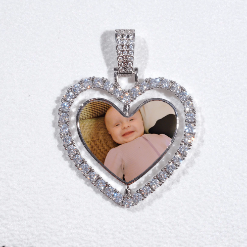 3D Spinning 2-Faced Heart Custom Picture Pendant