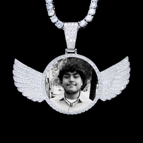 925S & VVS Moissanite 3D Wing Custom Picture Pendant