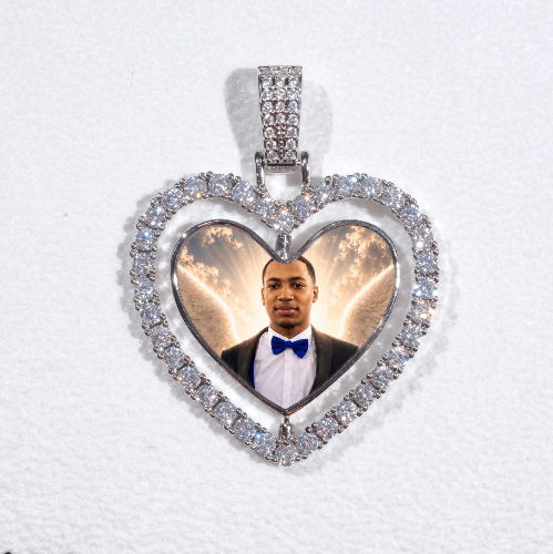 3D Spinning 2-Faced Heart Custom Picture Pendant