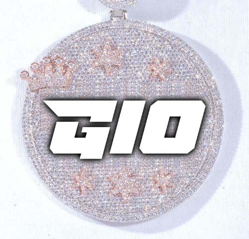 CUSTOM LETTER NECKLACE 3D BIG CROWN DISC