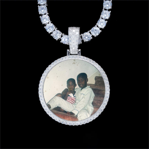 925S & VVS Moissanite 3D Circle Custom Picture Pendant