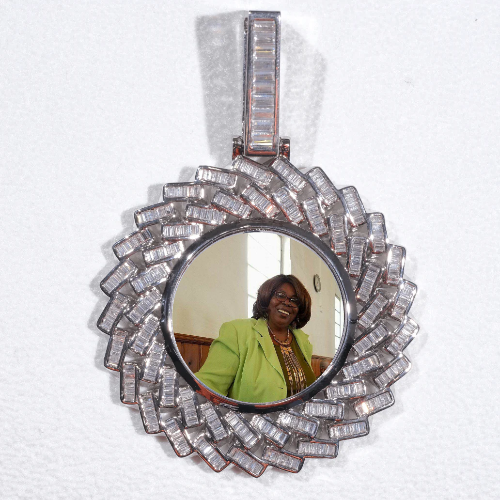 Large 3D Baguette Custom Picture Pendant