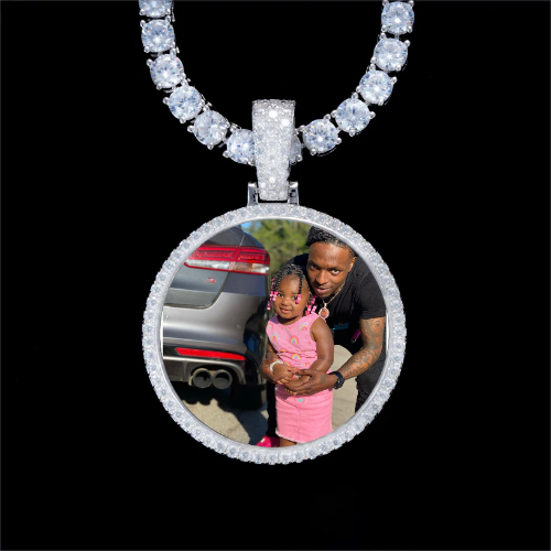 925S & VVS Moissanite 3D Circle Custom Picture Pendant