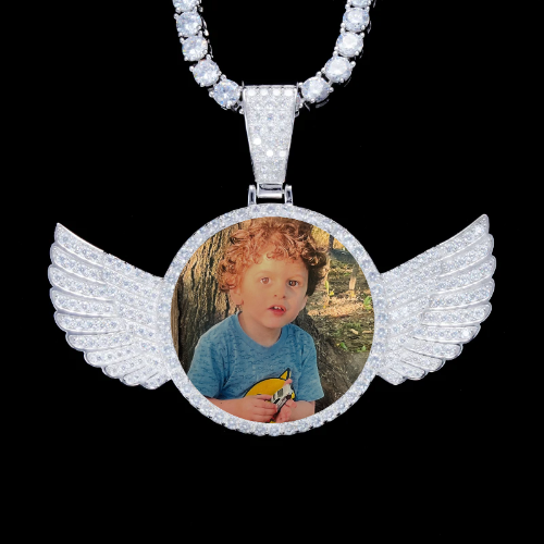 925S & VVS Moissanite 3D Wing Custom Picture Pendant