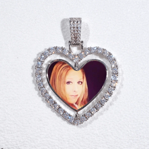 3D Spinning 2-Faced Heart Custom Picture Pendant