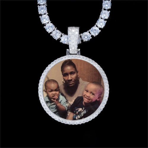 925S & VVS Moissanite 3D Circle Custom Picture Pendant