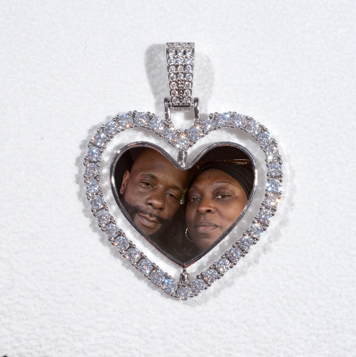 3D Spinning 2-Faced Heart Custom Picture Pendant
