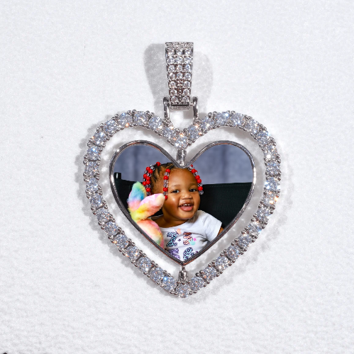 3D Spinning 2-Faced Heart Custom Picture Pendant