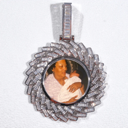 Large 3D Baguette Custom Picture Pendant