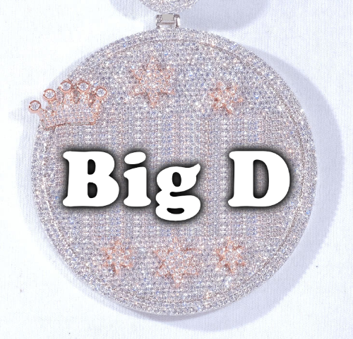 CUSTOM LETTER NECKLACE 3D BIG CROWN DISC