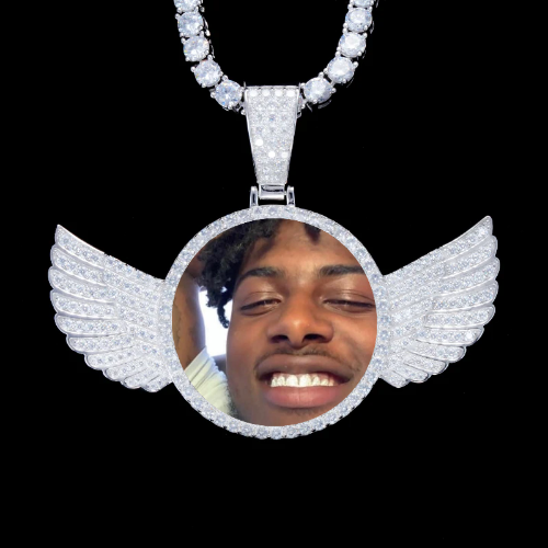 925S & VVS Moissanite 3D Wing Custom Picture Pendant