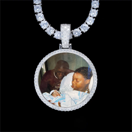 925S & VVS Moissanite 3D Circle Custom Picture Pendant