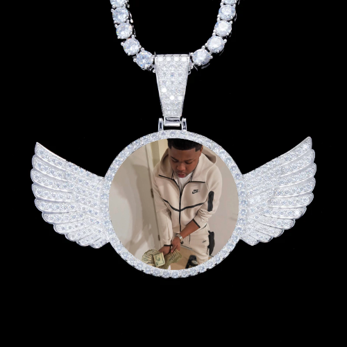 925S & VVS Moissanite 3D Wing Custom Picture Pendant
