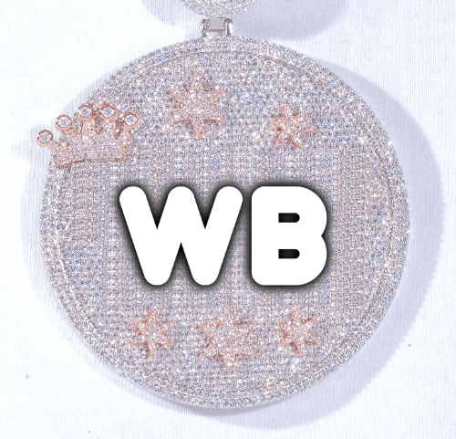 CUSTOM LETTER NECKLACE 3D BIG CROWN DISC