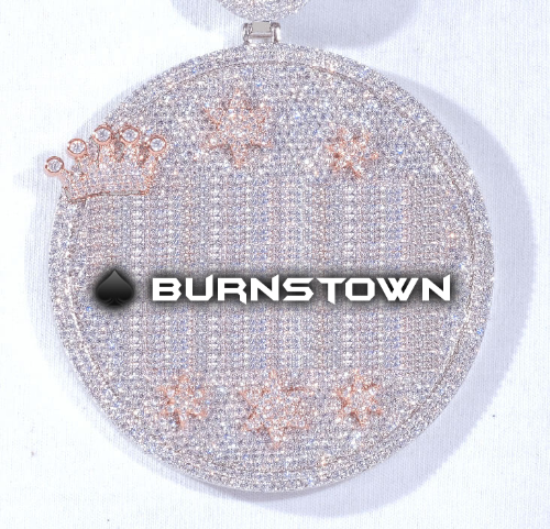 CUSTOM LETTER NECKLACE 3D BIG CROWN DISC