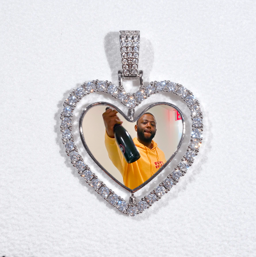 3D Spinning 2-Faced Heart Custom Picture Pendant