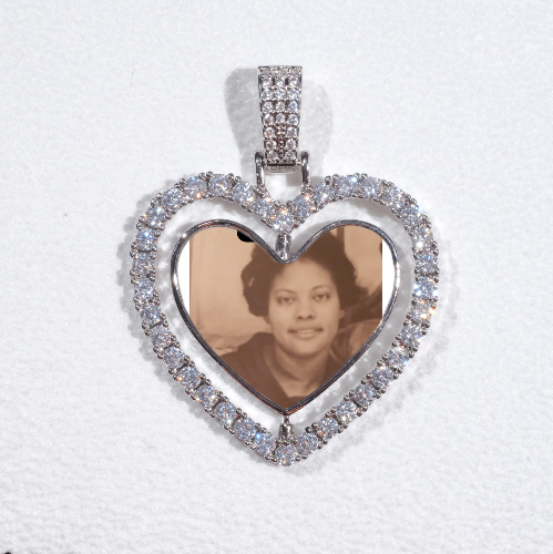 3D Spinning 2-Faced Heart Custom Picture Pendant