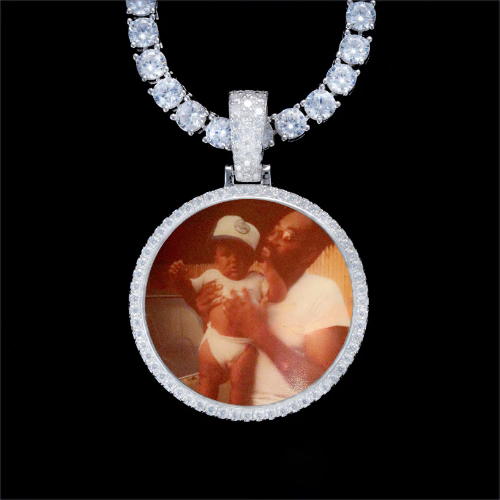 925S & VVS Moissanite 3D Circle Custom Picture Pendant
