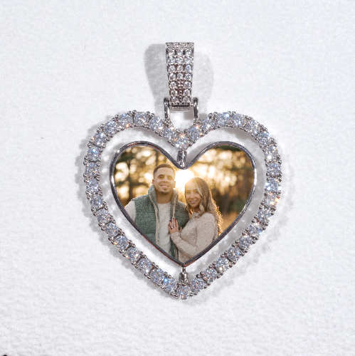 3D Spinning 2-Faced Heart Custom Picture Pendant