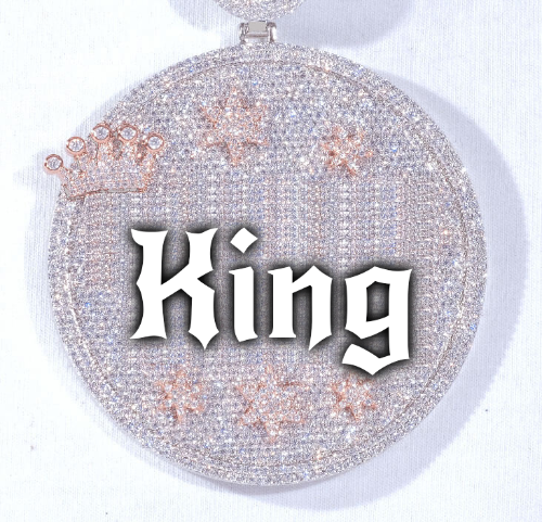 CUSTOM LETTER NECKLACE 3D BIG CROWN DISC