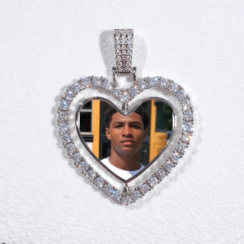 3D Spinning 2-Faced Heart Custom Picture Pendant