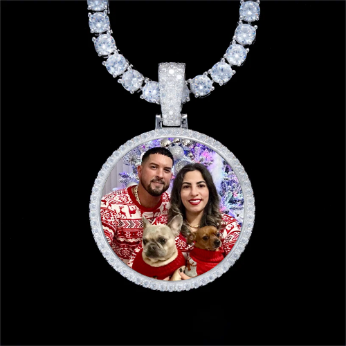 925S & VVS Moissanite 3D Circle Custom Picture Pendant