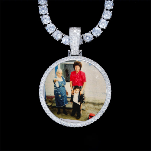 925S & VVS Moissanite 3D Circle Custom Picture Pendant