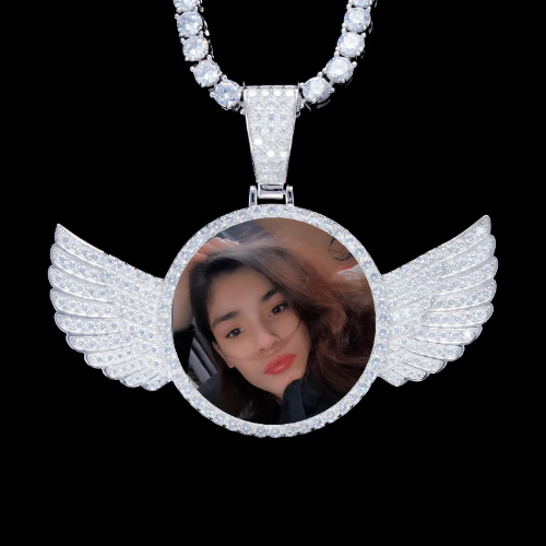 925S & VVS Moissanite 3D Wing Custom Picture Pendant