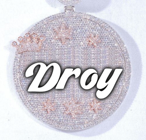 CUSTOM LETTER NECKLACE 3D BIG CROWN DISC