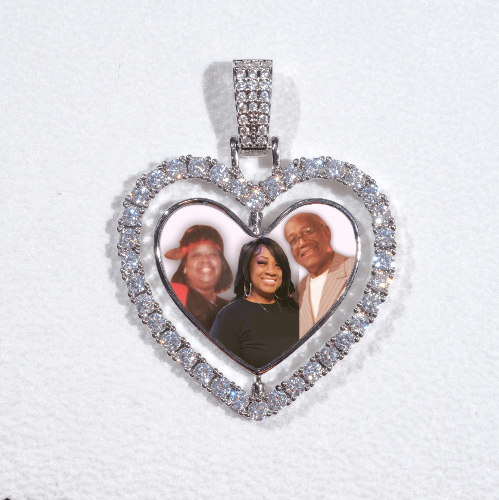 3D Spinning 2-Faced Heart Custom Picture Pendant
