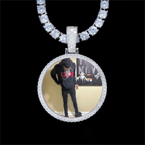 925S & VVS Moissanite 3D Circle Custom Picture Pendant