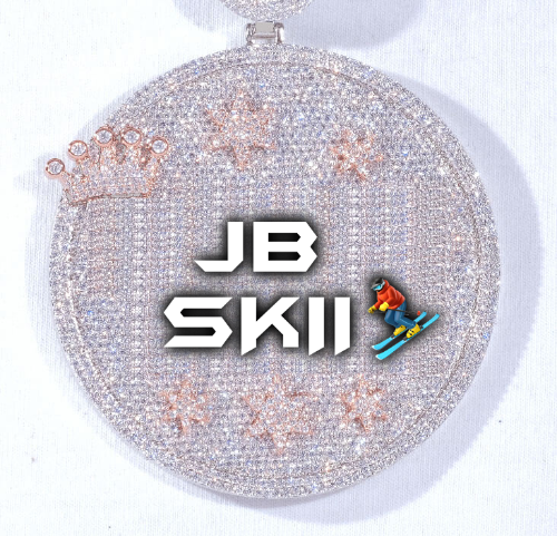 CUSTOM LETTER NECKLACE 3D BIG CROWN DISC