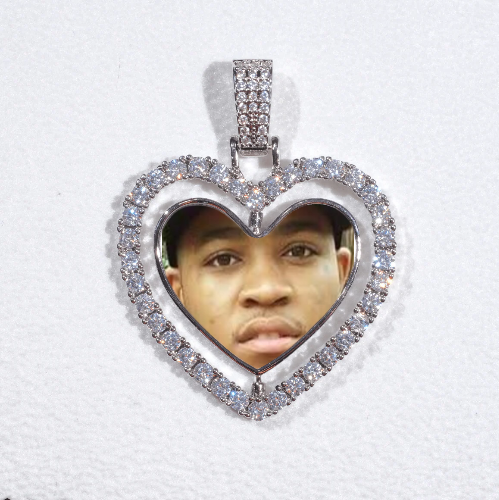 3D Spinning 2-Faced Heart Custom Picture Pendant