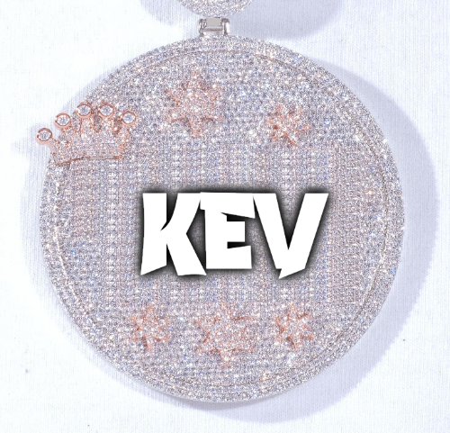 CUSTOM LETTER NECKLACE 3D BIG CROWN DISC