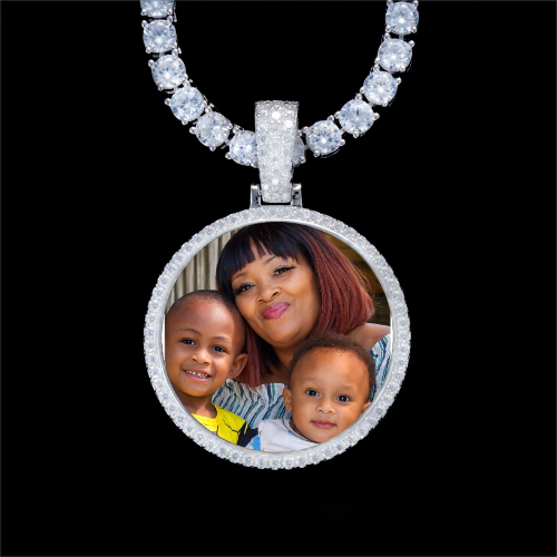 925S & VVS Moissanite 3D Circle Custom Picture Pendant