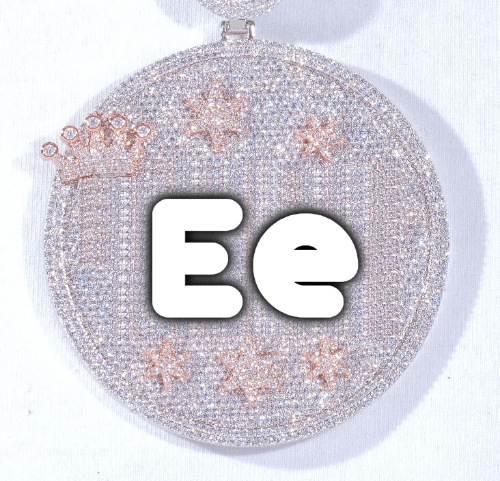 CUSTOM LETTER NECKLACE 3D BIG CROWN DISC
