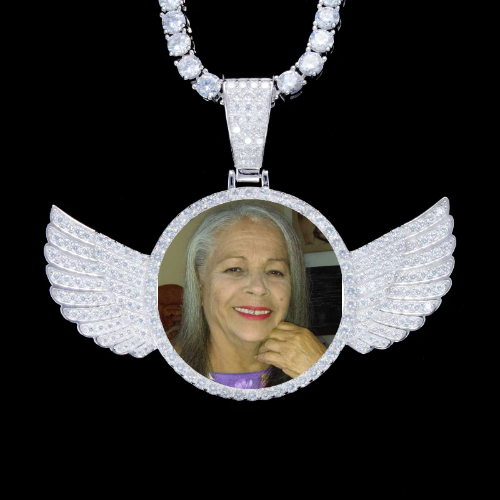 925S & VVS Moissanite 3D Wing Custom Picture Pendant