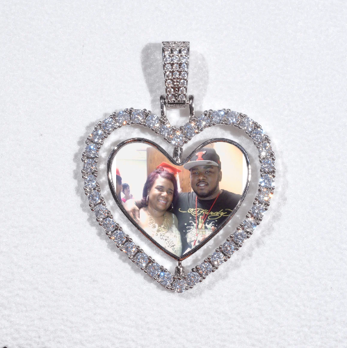 3D Spinning 2-Faced Heart Custom Picture Pendant