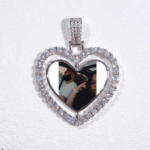 3D Spinning 2-Faced Heart Custom Picture Pendant