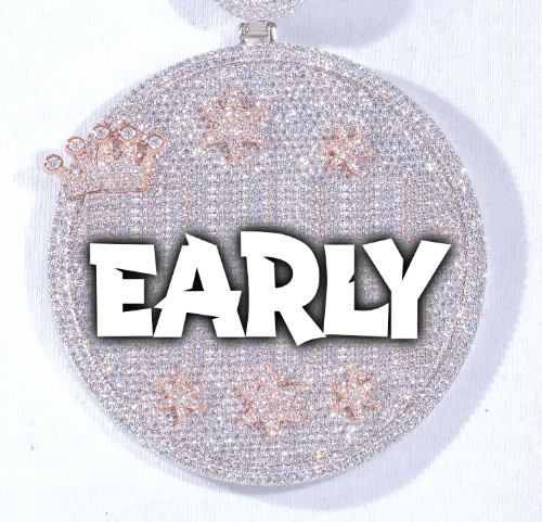 CUSTOM LETTER NECKLACE 3D BIG CROWN DISC