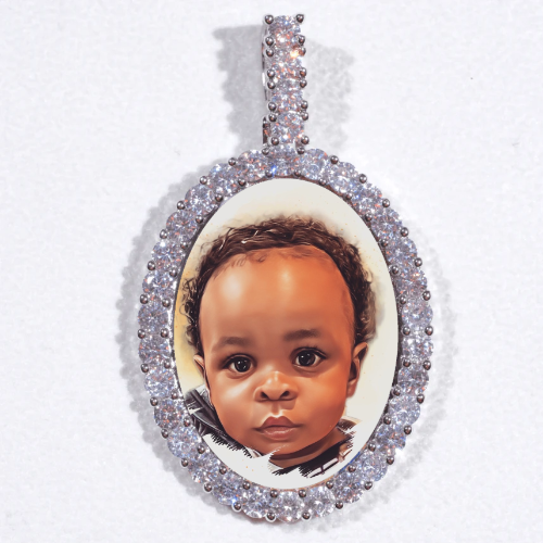 Large 3D Oval Custom Picture Pendant