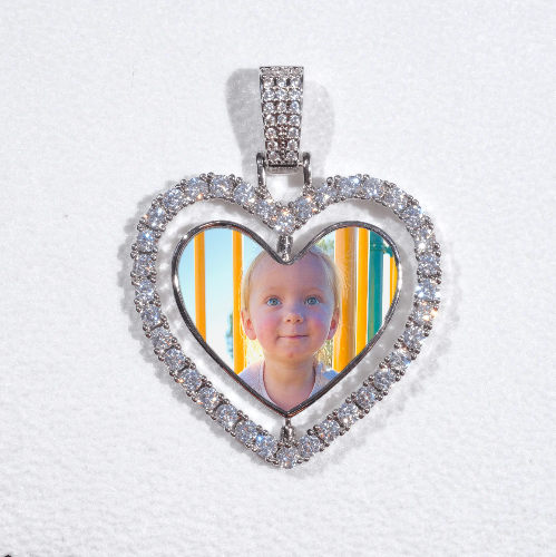3D Spinning 2-Faced Heart Custom Picture Pendant