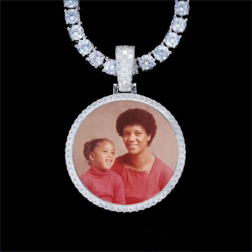 925S & VVS Moissanite 3D Circle Custom Picture Pendant