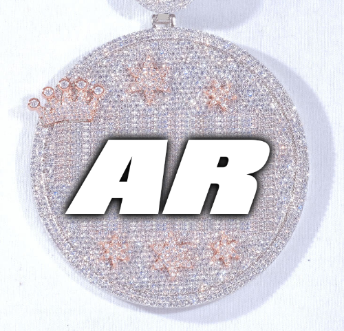CUSTOM LETTER NECKLACE 3D BIG CROWN DISC