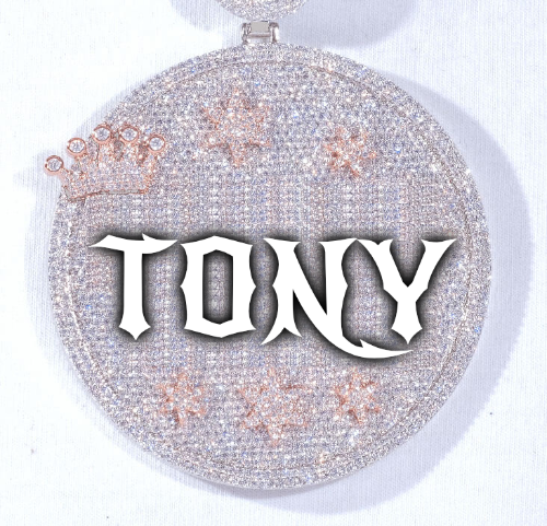 CUSTOM LETTER NECKLACE 3D BIG CROWN DISC