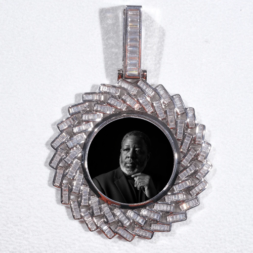 Large 3D Baguette Custom Picture Pendant
